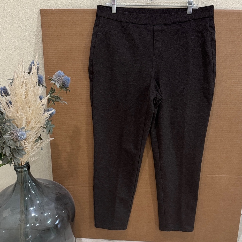 J Jill Ponte Slim Leg Brown Pull on Ankle Pants Sz Large